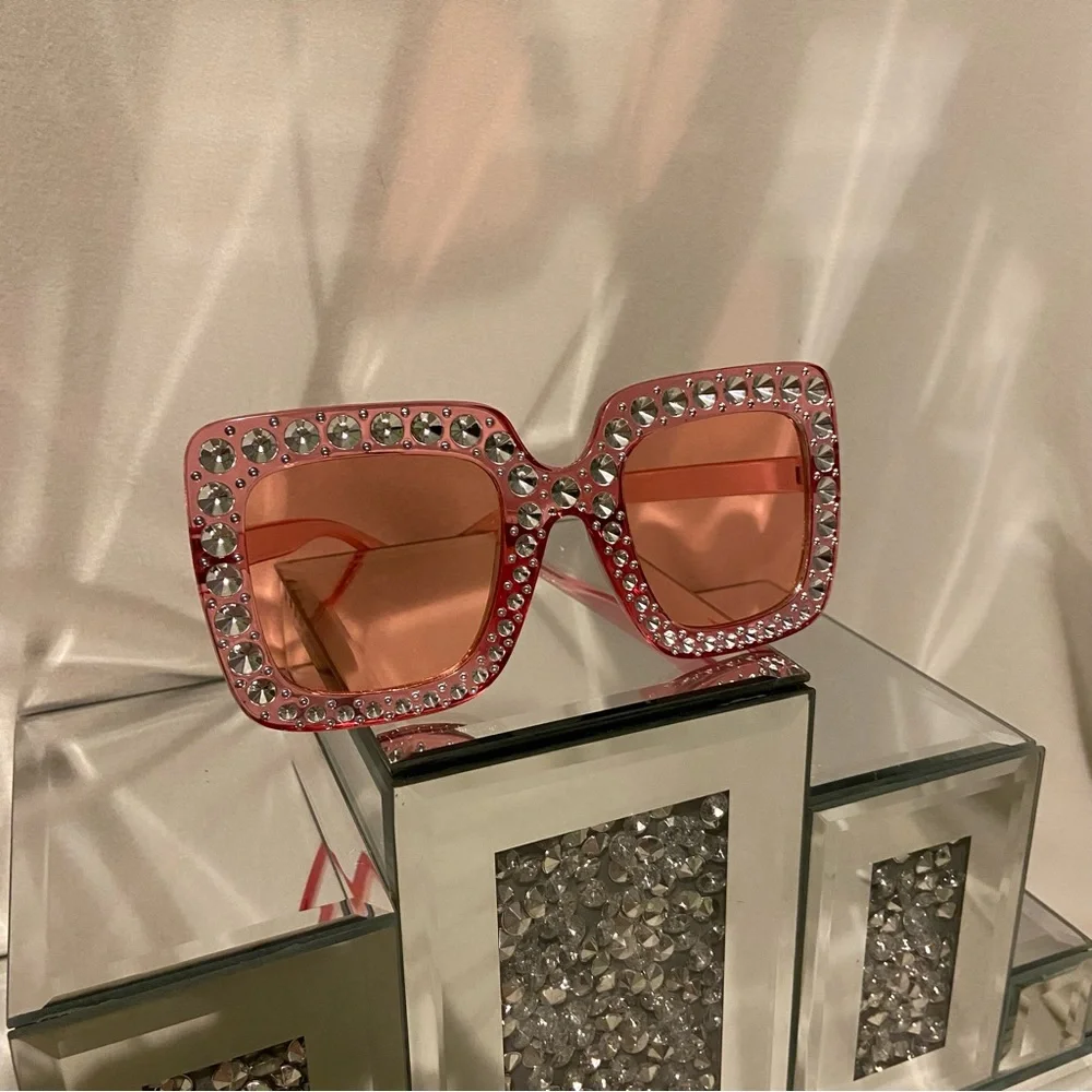 Crystal-Embellished Pink Sunglasses